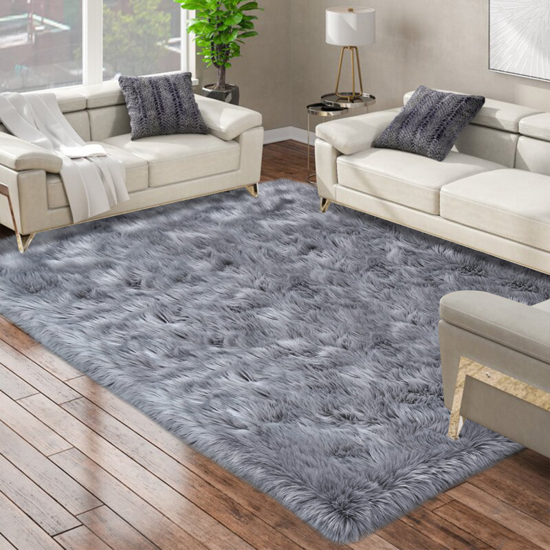Levata Faux Sheepskin Indoor Rug, Rectangle 6'6"x 10'