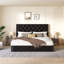 Lit plateforme en tissu d'ameublement en velours avec tête de lit en velours et rangement Kevyon-2052952988-2052952989