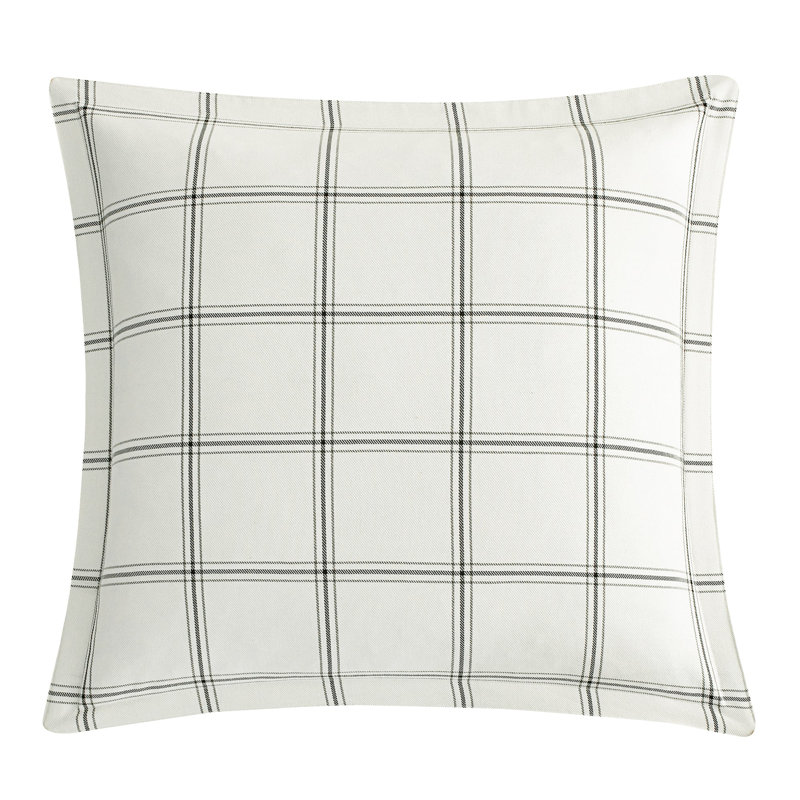 Windowpane Black/Hunter Green/White Polyester Piece Sham, White