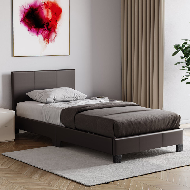 Scipio Upholstered Faux Leather Bed, UKFR Certified, Single (3'), Brown