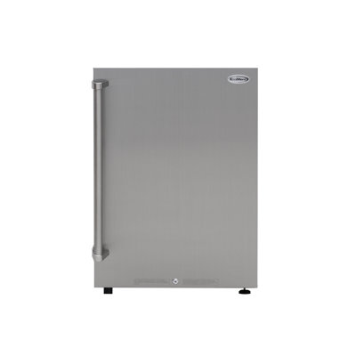 Réfrigérateur d'extérieur 21 po avec indice de protection IPX 4 et tablettes en verre de 4,4 pi³ en acier inoxydable (km-OKS-OFRC-44SS)