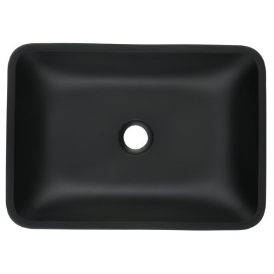 Ensemble de lavabo de salle de bain rectangulaire en verre fait à la main en verre bleu avec robinet à poignée simple et drain escamotable noir mat L 18,125 po - l 13,0 po H