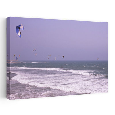 Kite Surfers Over The Sea Waddell Beach Waddell Creek Santa Cruz County California Usa Contemporary Beach Art