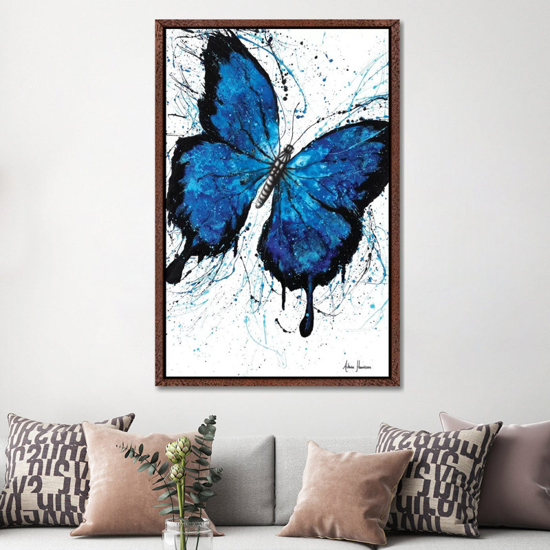 Beach Butterfly by Ashvin Harrison - Print on Canvas, Classic Brown Wood Framed, 66.04 cm H x 45.72 cm W x 3.175 cm D