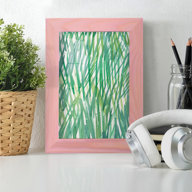 Just Grass I - imprimé, H 8 po x l 6 po x P 1 po, Papier avec cadre rose