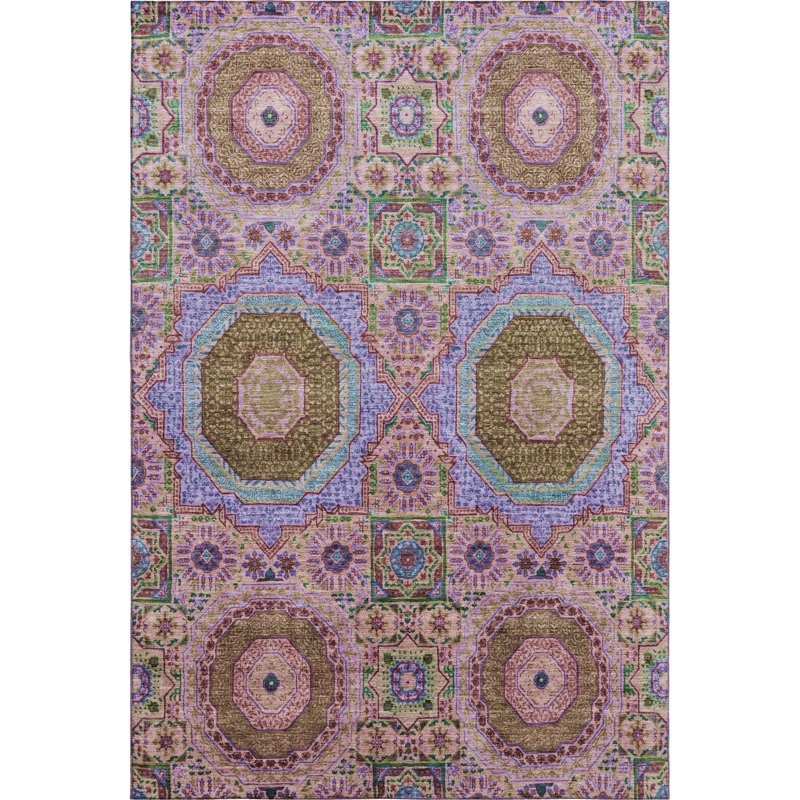 Premium Machine Washable Mayfield AMF1923 Panels Rug, Rectangle 8' x 10'