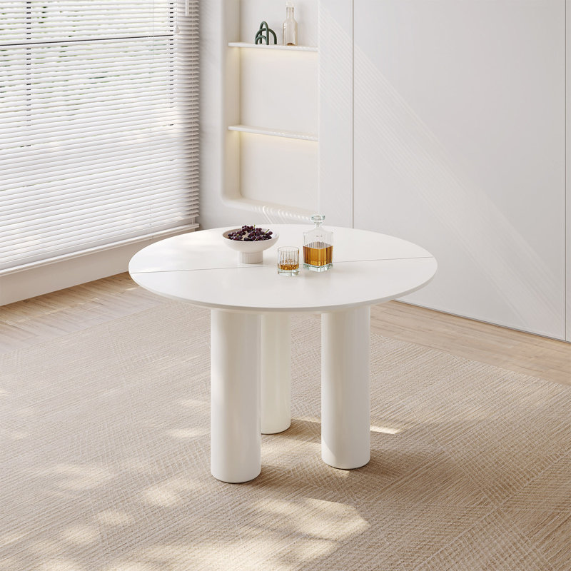 46.06" Modern Round Dining Table, Cream White Kitchen Table for Kitchen, Bar, Living Room, Cream