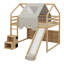 Lit mezzanine en bois avec cadre en forme de maison et auvent de style tente-114355517-114355515