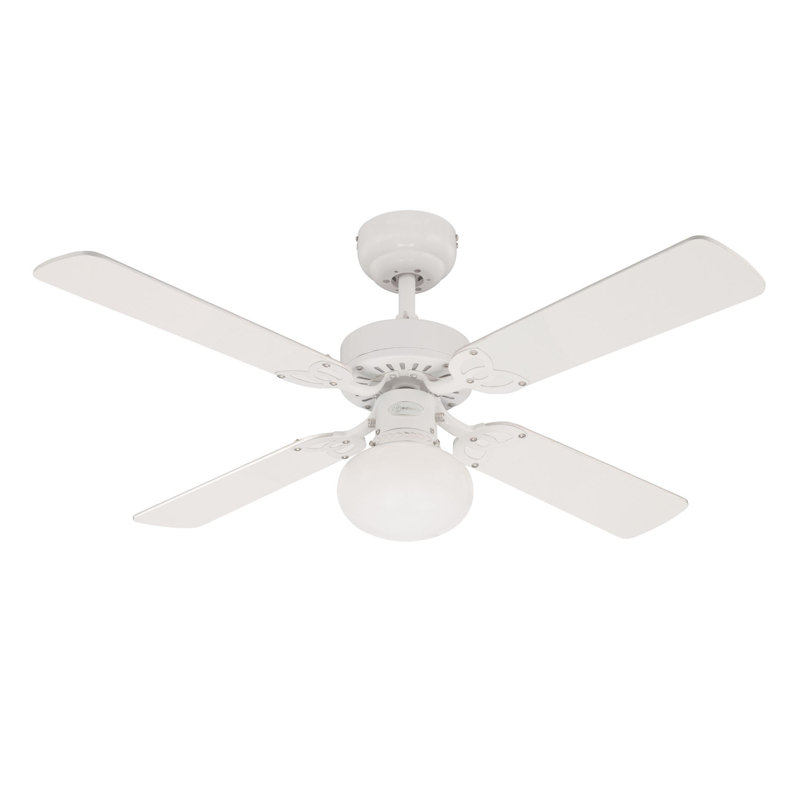Romain 105cm Ceiling Fan, White/White or Washed Pine