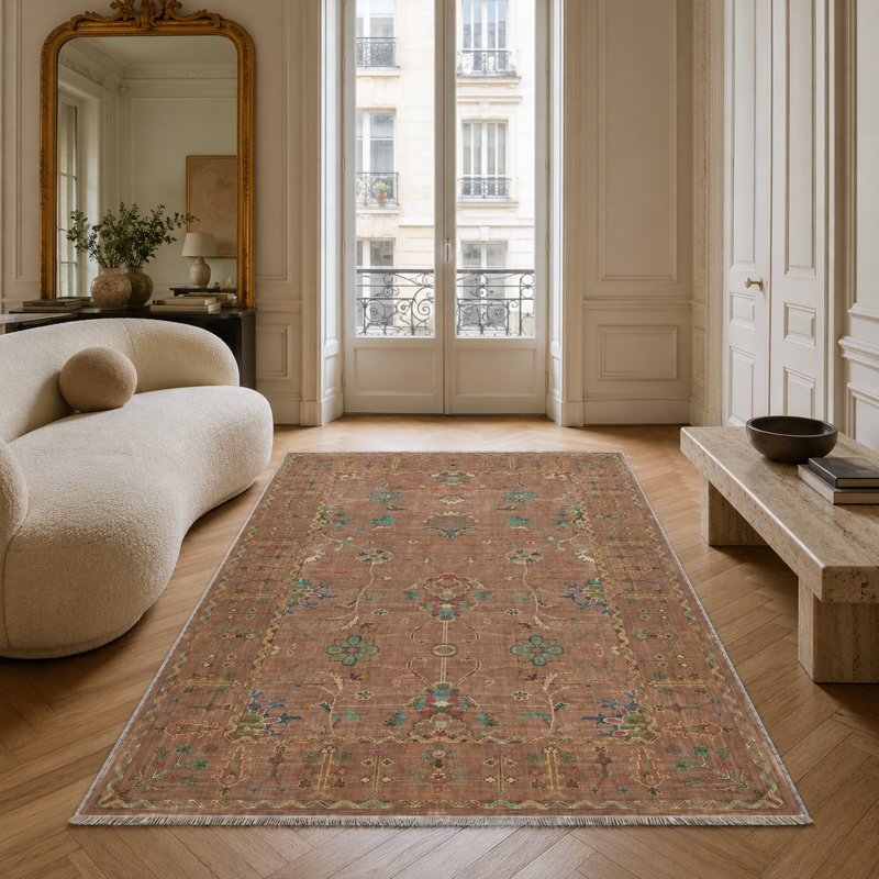 Floral Cotton and Chenille Flatweave Area Rug, 200 x 300 cm