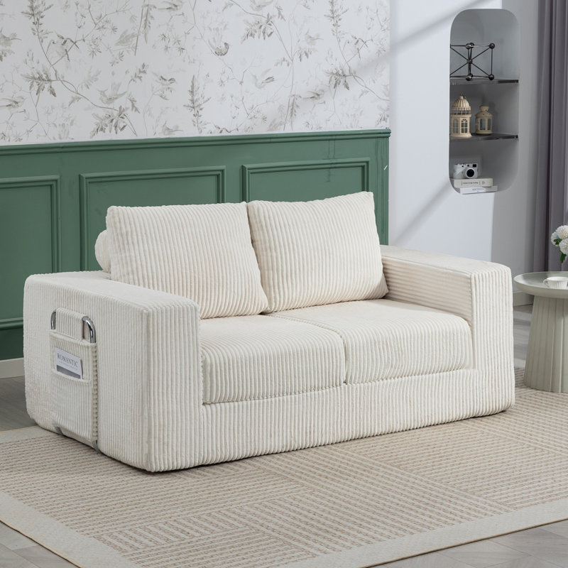 2 Seater Corduroy Sofa, Beige