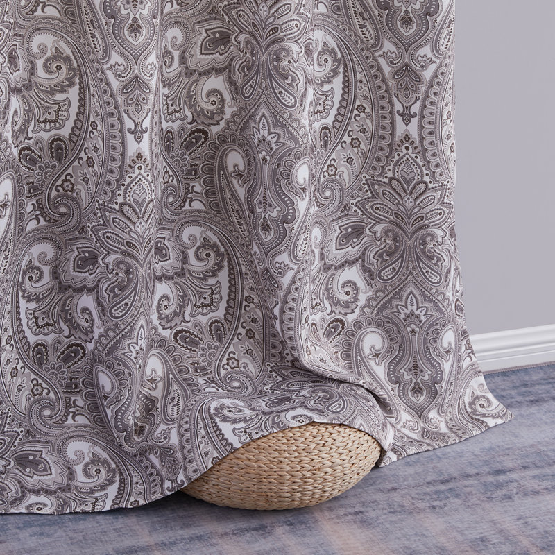 Annabel Paisley Room Darkening Thermal Grommet Curtain Panels Set for Living Room, Taupe, 50" W x 96" L