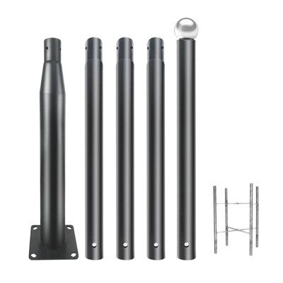 16FT Heavy-Duty Galvanized Steel Street Light Pole For Outdoor Lighting, Side-Mount Design With Reinforced Base For Solar Panels, Parking Lots, Courts & Residential Areas