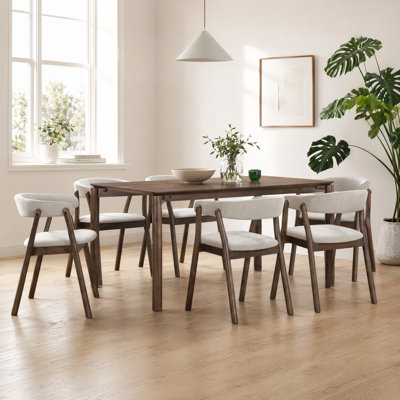 Solid Wood Dining Set with Upholstered Chairs