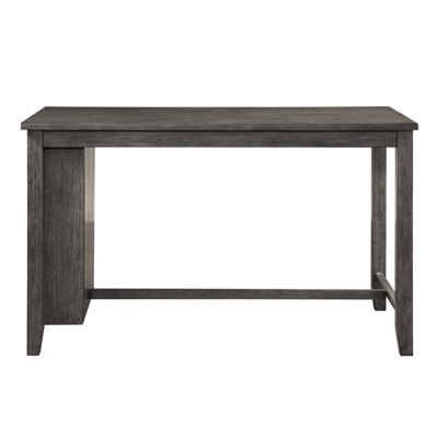 Table moderne à hauteur de comptoir en bois avec tablettes intégrées - gris pour salle à manger dans un appartement