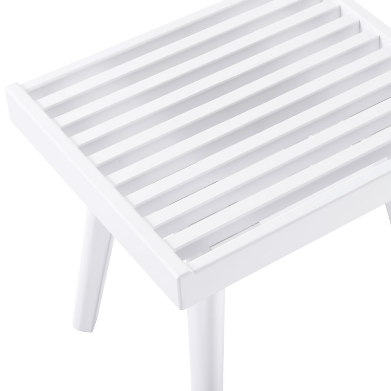 19-Inch Solid Wood Slatted Bench, White - Enhances Home Decor And Functionality 19-Inch, Coziness Of Your