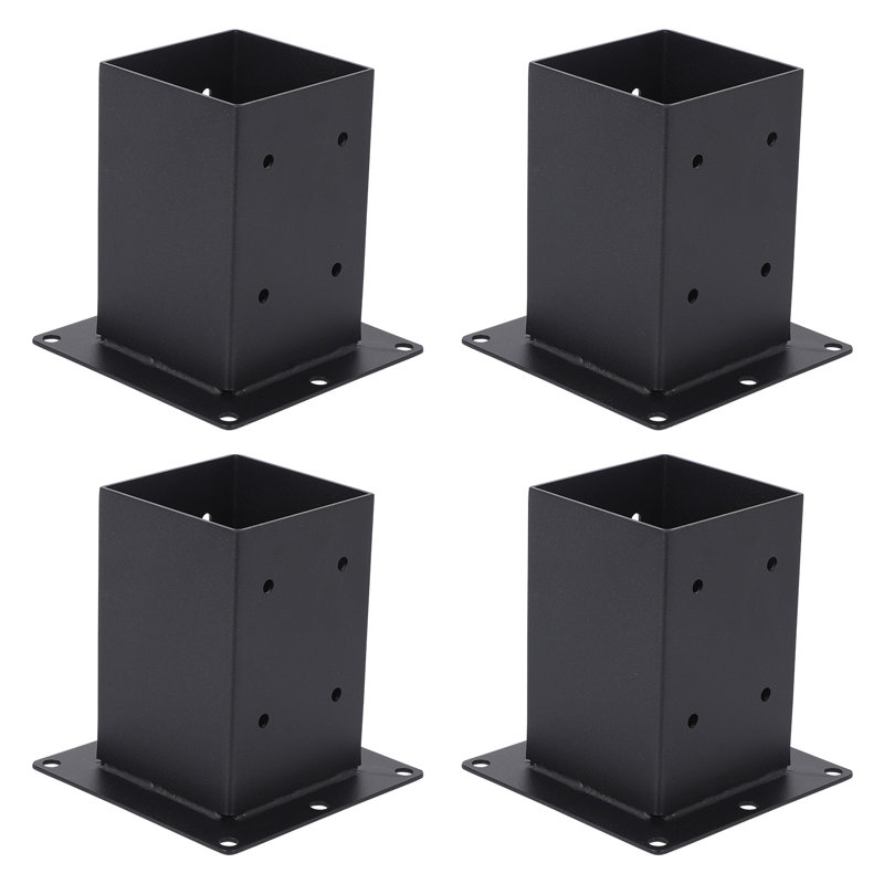 4-Pack Heavy Duty 2mm Steel Deck Post Base, 5.6cm H x 5.4cm W x 5.4cm D