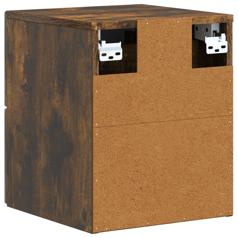33cm W Manufactured Wood Bedside Table, Smoked Oak