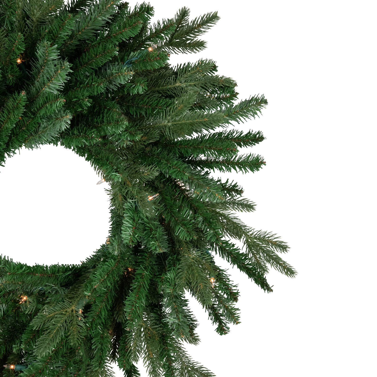 Pre-Lit Spruce Wreath, 24" H x 24" W x 6" D