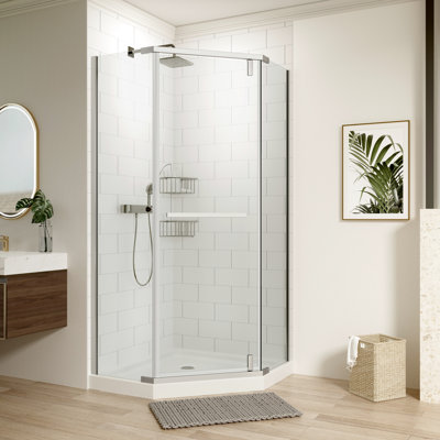 1/4" Tempered Glass Shower Door Pivot - -Angle 34.75 In. X 72 Seamless Trustworthy Leakage Capacity System Reliable Functionality
