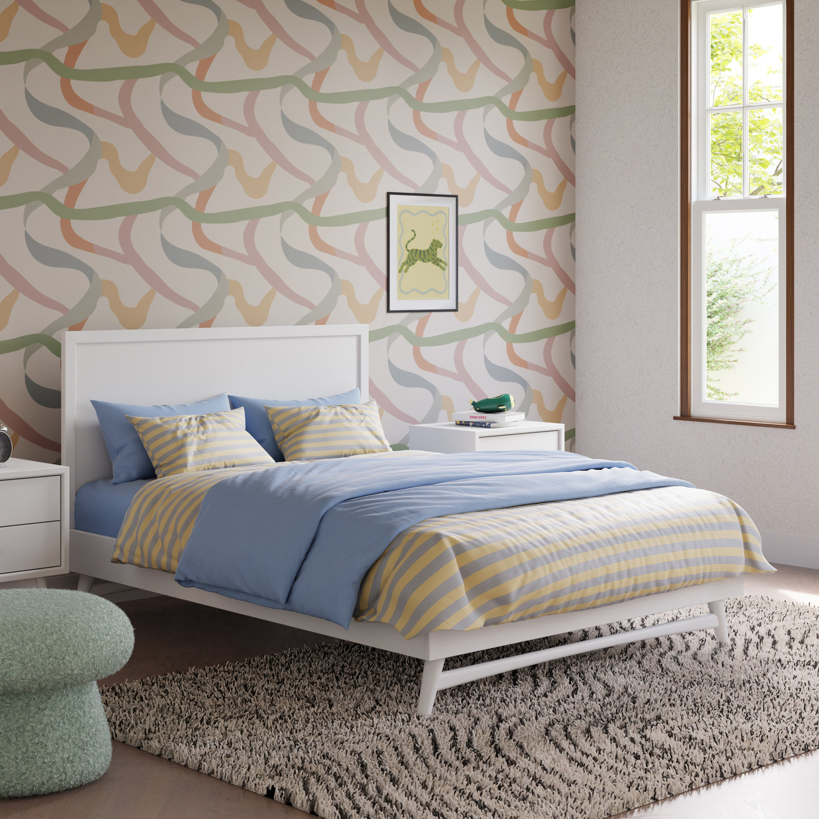 Palma Platform Bed, White, Full