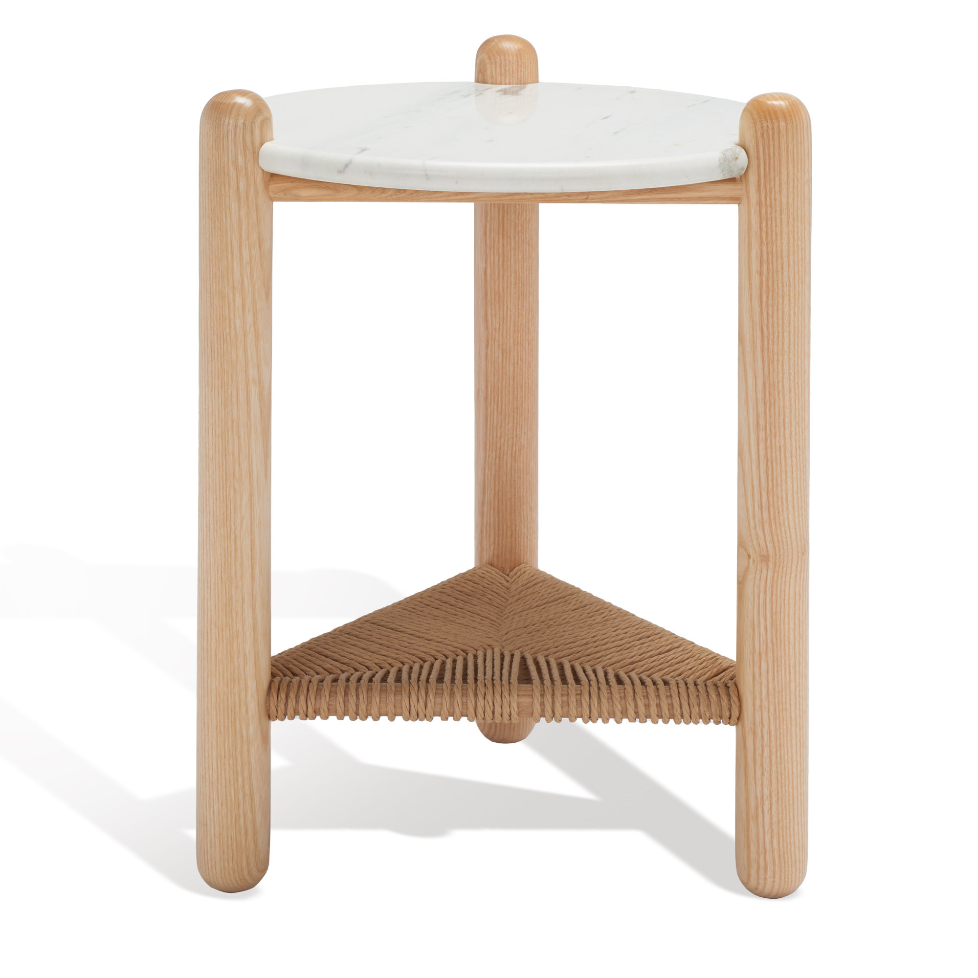 Trish End Table, Natural, White Marble