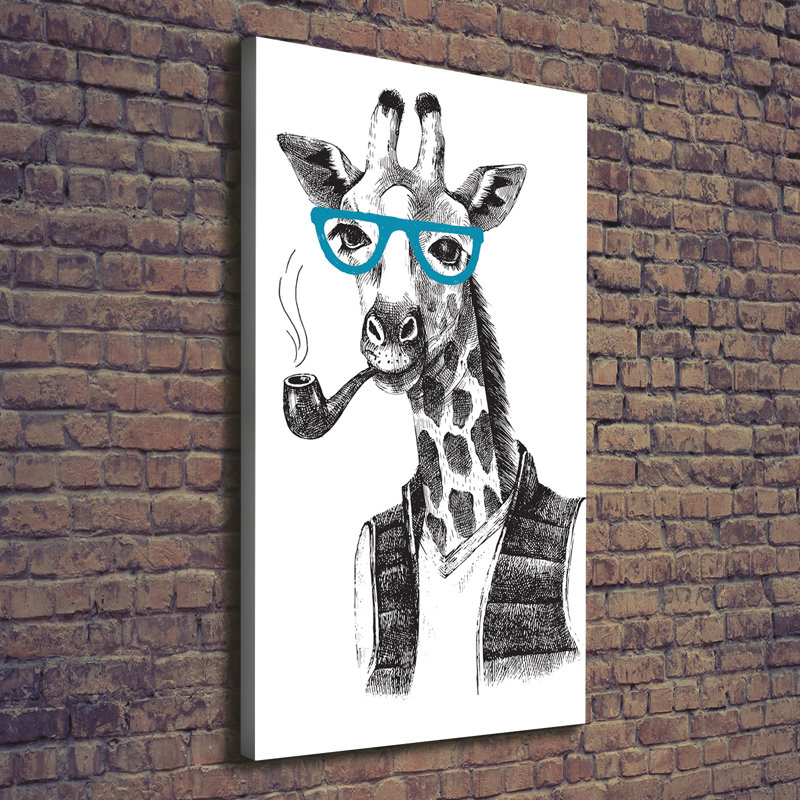 Giraffes With Glasses - Wrapped Canvas Print