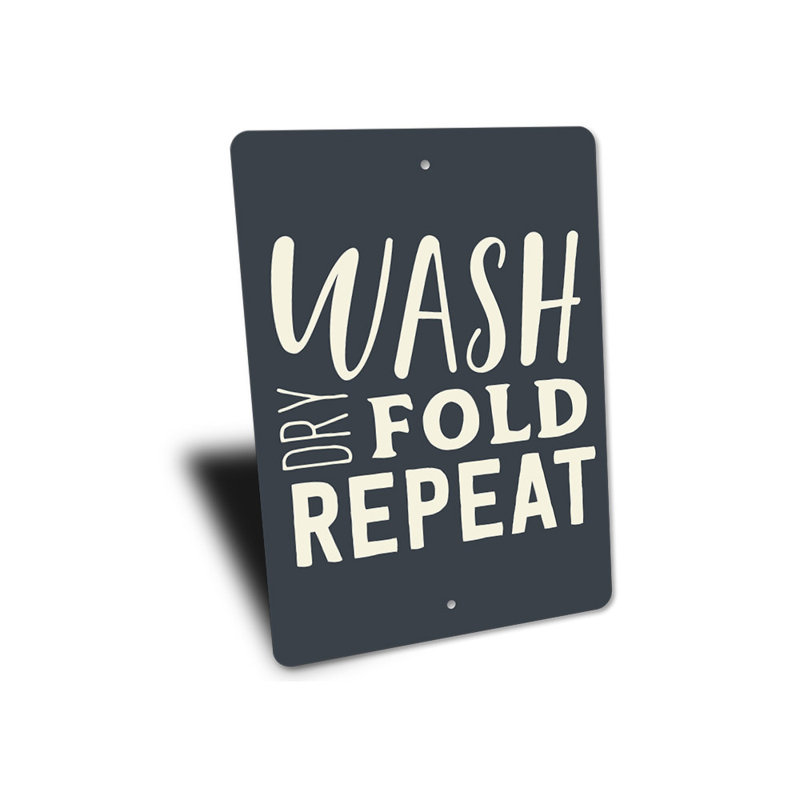 Enseigne en aluminium Wash Wash Fold, H 14 po x l 10 po x P 0,04 po