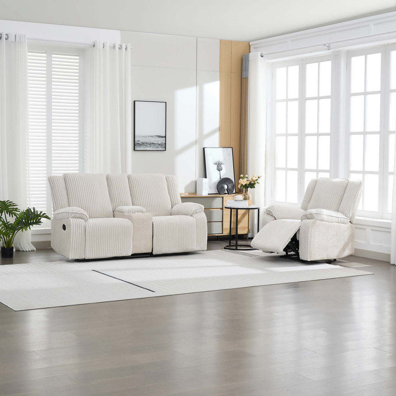 3 Seater Reclining Sofa, Beige