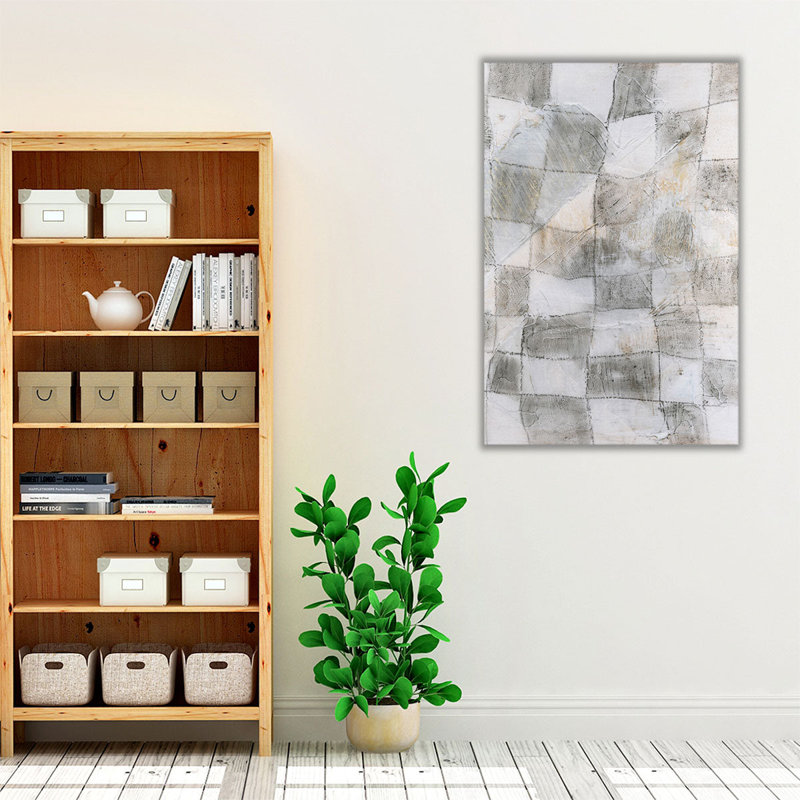 «Rustic Textile I Black and White», reproduction d'art sur toile, H 18 po x l 12 po