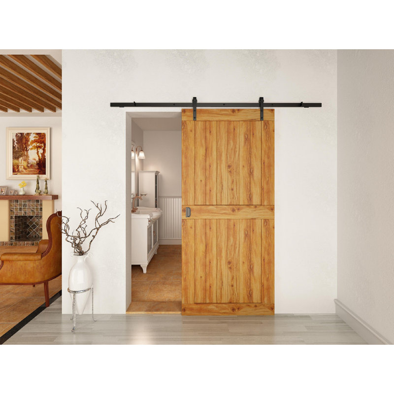 Ensemble de quincaillerie de porte de grange simple standard standard, Noir, 78 po