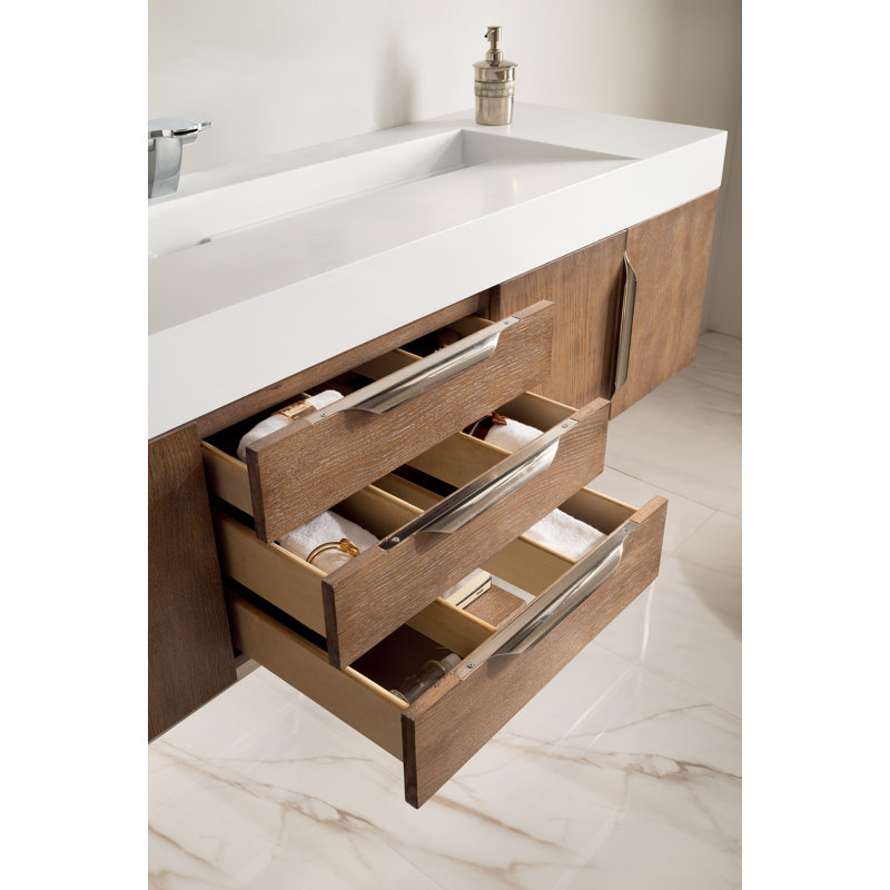 Mercer Island 72'' W Single Vanity, Glossy White, Dusk Gray, Brushed Nickel