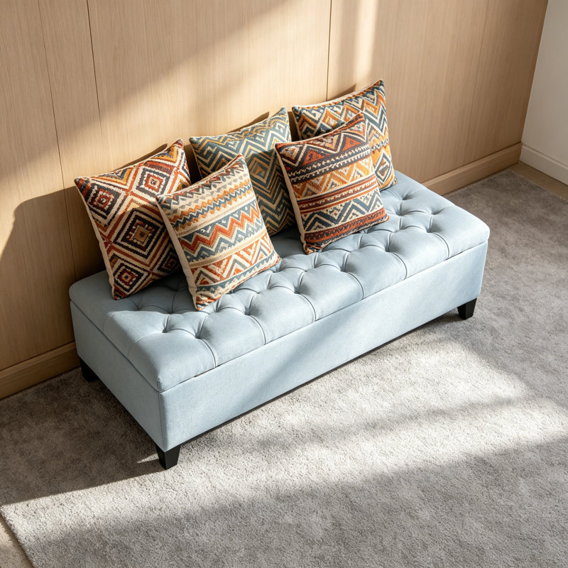 OTTOMAN DE RANGEMENT GLOUSTER, Bleu