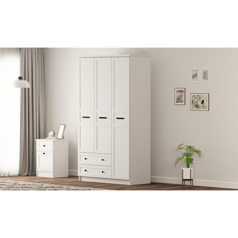 Sandborn 3 Door Manufactured Wood Wardrobe, 184cm H x 105cm W x 52cm D