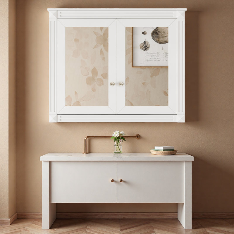 Armoire à pharmacie murale 36 po x 28 po, armoire de rangement murale moderne avec 2 miroirs, Blanc