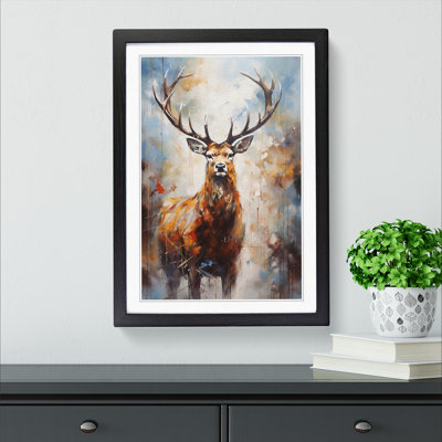Stag Hard Edge Painting - Framed Print