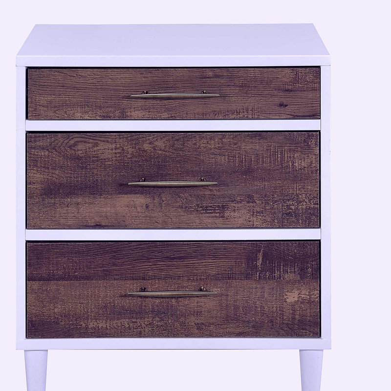White and weathered oak 3-drawer dressing table