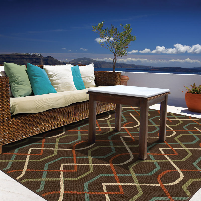 Ashmi Geometric Indoor / Outdoor Rug, Rectangle 5'3" x 7'6"