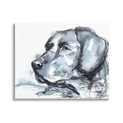 «Monkey Ink Dog Portrait Abstract Watercolor Détail» par Kendra Shedenhelm - peinture sur toile