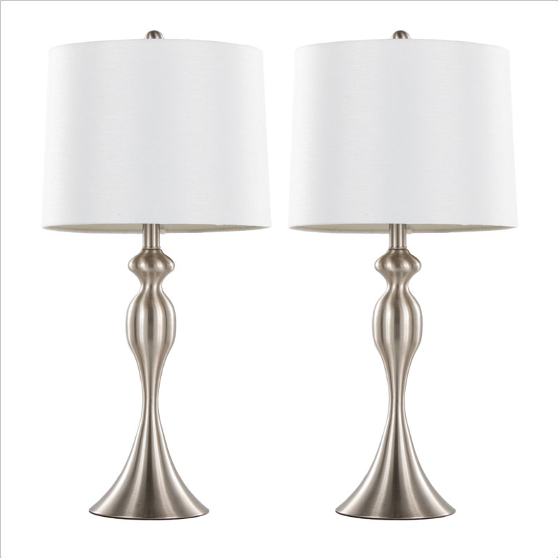 Lampe de table contemporaine en métal, Bleu clair, Argent argent