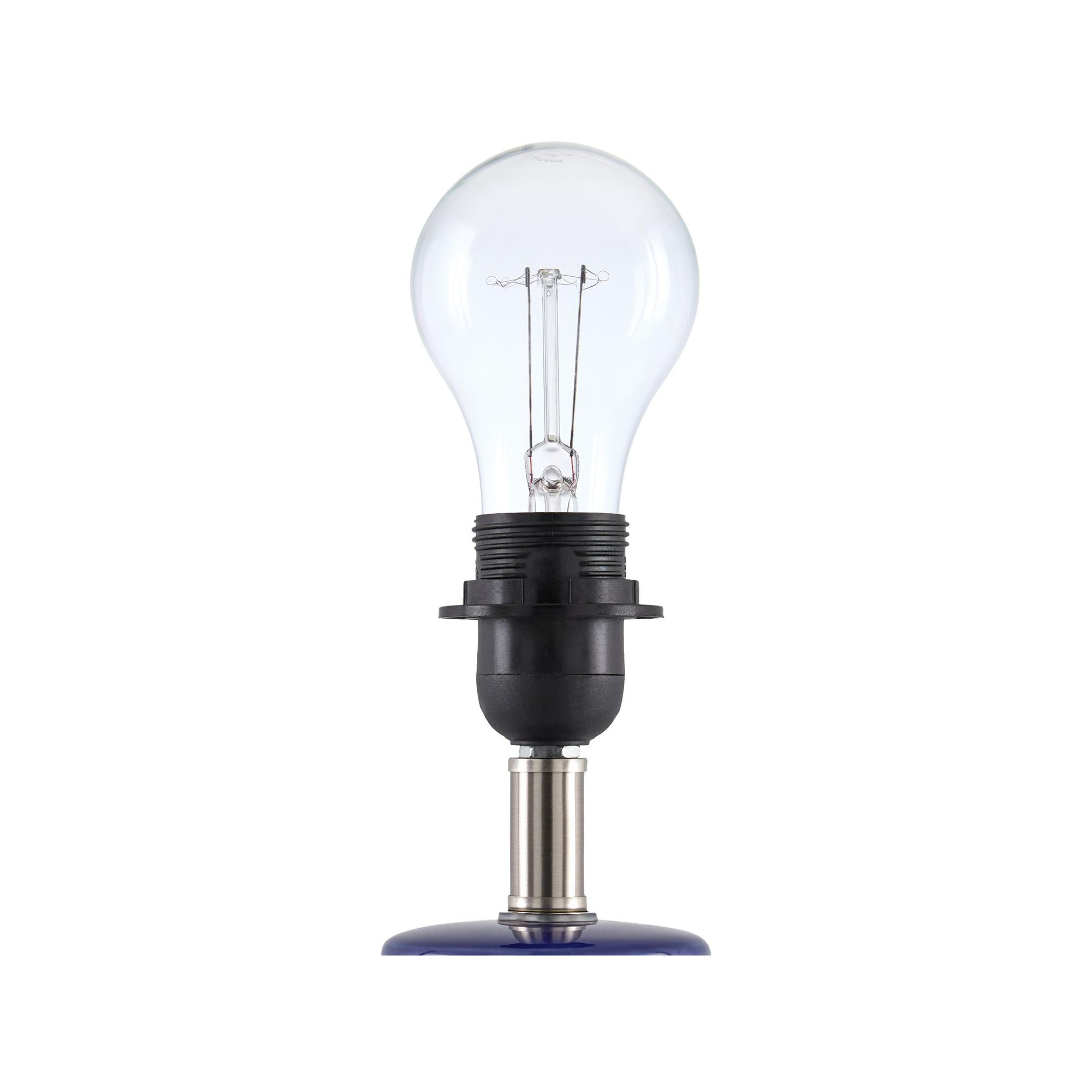 Momsen Scallop Shade Lamp, White Twill, Navy, 15"" H x 8"" W x 8"" D