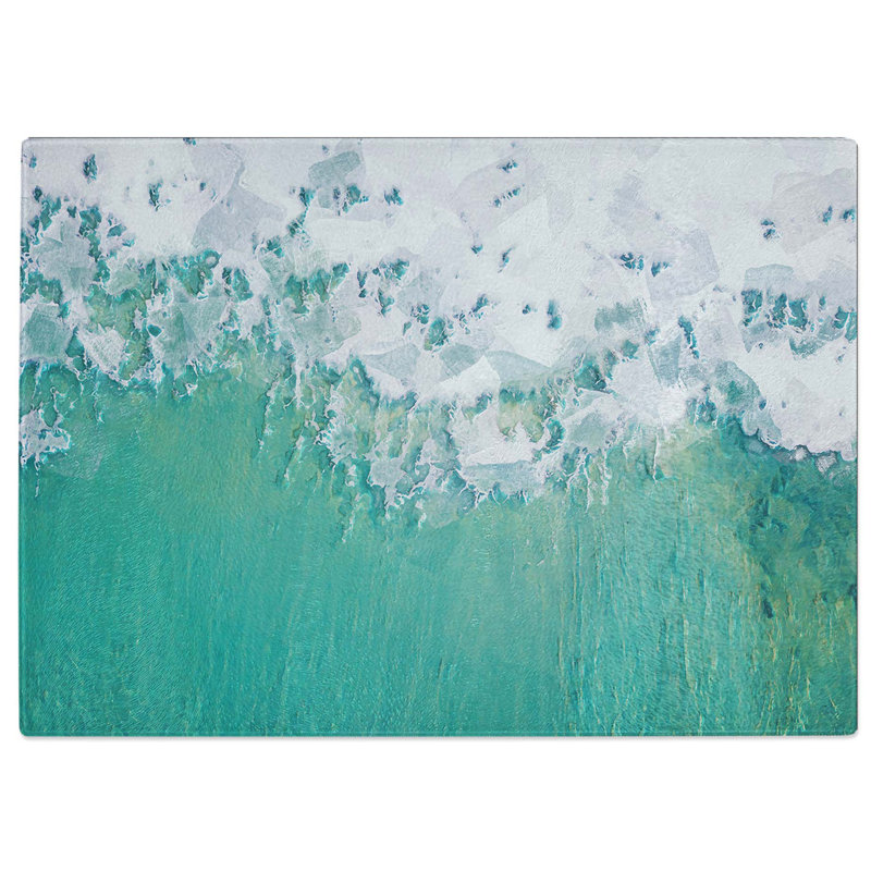 Tempered Glass Wave Lines in Nova Scotia in Abstract Cutting Board, 28.5 cm W x 20 cm L
