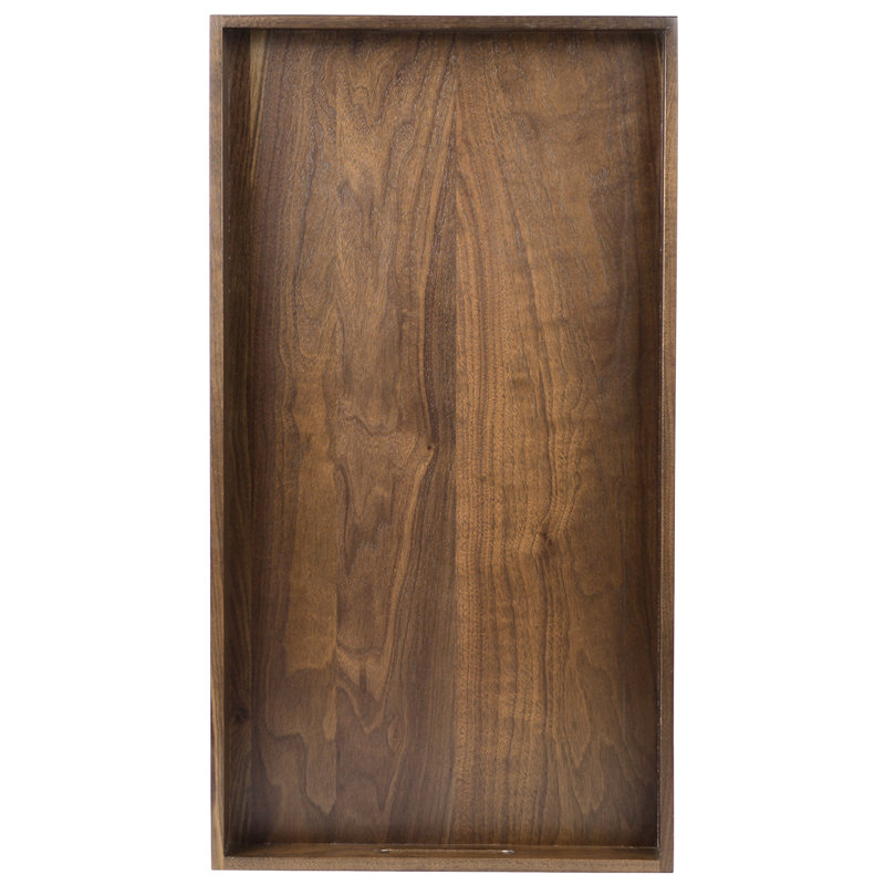 Plateau de service rectangulaire en bois massif avec poignées découpées Glaude, H 2,4 po x l 28 po x P 15 po