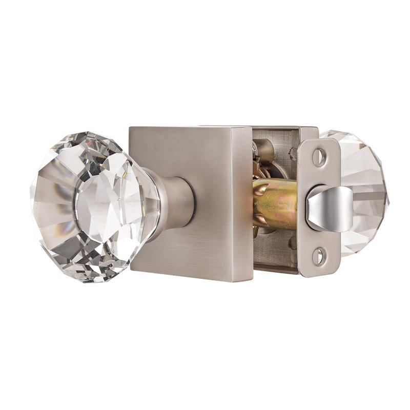Boutons de porte en cristal Coolnews Modern Grace Series, Nickel satiné