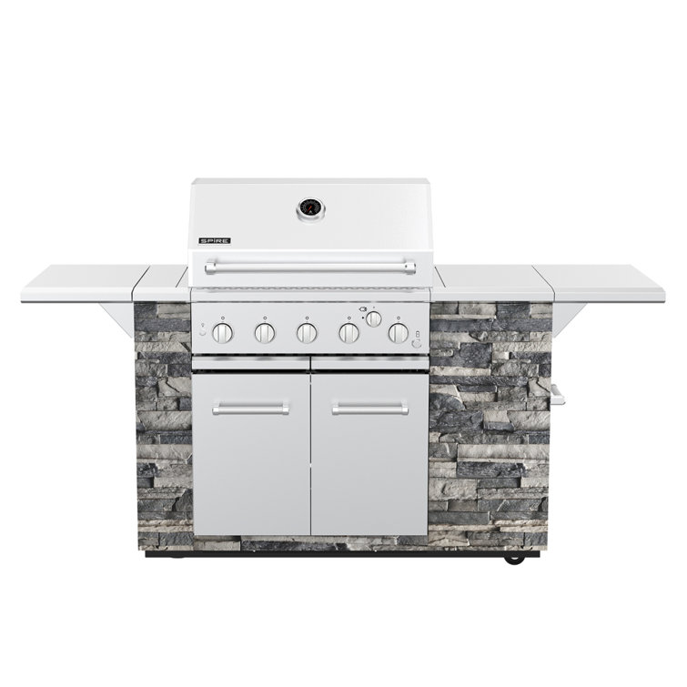Spire Premium 5 Burner Built In Gas Grill Island Head, Stainless Steel 30" Barbeque Grill With Rear Burner, 63,000 Btus, 758 Sq In Racks, Propane Grill With Dual Fuel Compatibility – 860-0032a