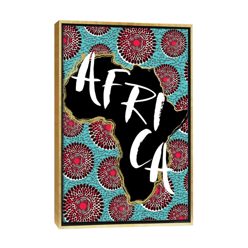 Carte afro X par Nikki chu-impression, H 26 po x l 18 po x 1,5 po, Encadrement doré