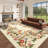 Area Rug 8x10 Vintage Floral Rug Non Slip, Washable Botanical Carpet, Soft Non Shedding Floor Covering, Low Pile Thin Foldable Floor Covering, Indoor Printed Mat for Living Room, Beige-1834378056-1834378058