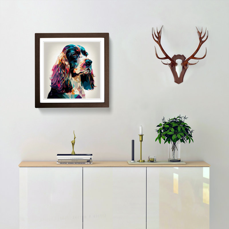 Cocker Spaniel Constructivism - Framed Print, Walnut