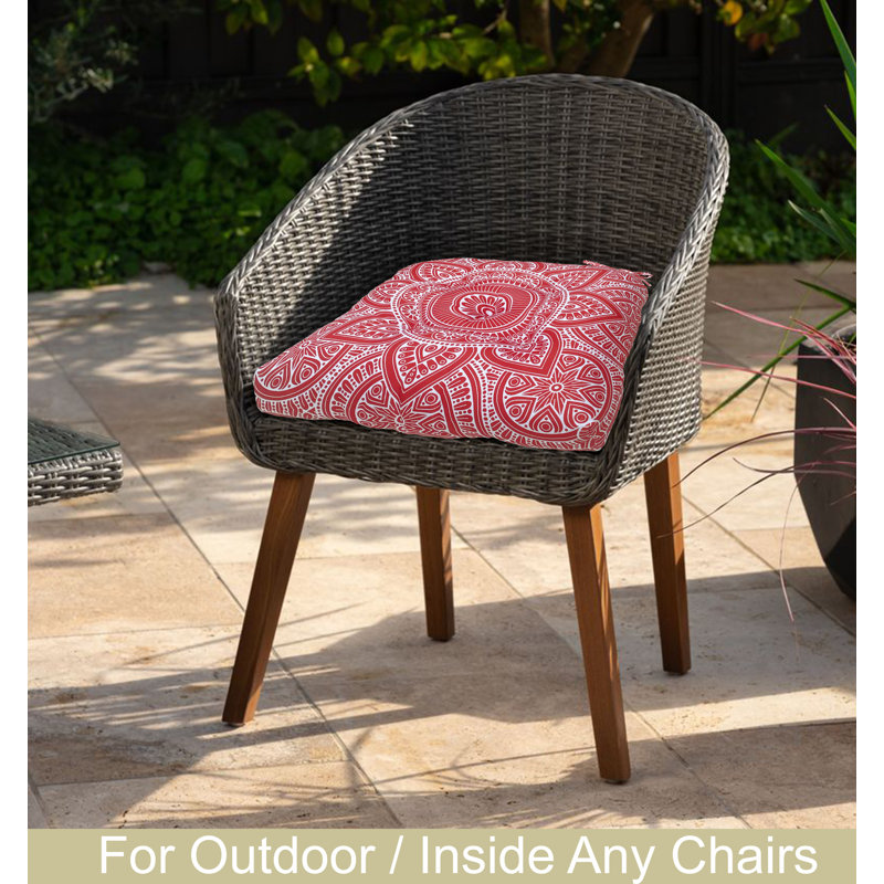 Indoor Outdoor Waterproof Chair Seat Pads Cushion – 19X19 Inches – Thick Patio Garden Furniture Cushions With Ties, Rust