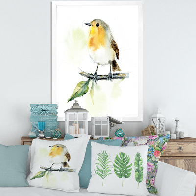 Petit oiseau sur une branche - peinture sur toile